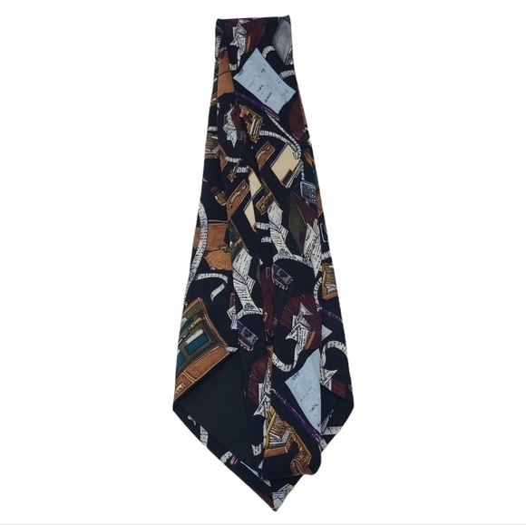 Nicole Miller | Men’s Vintage Working Man's Silk Briefcase Themed Tie (One Size) - Picture 9 of 11
